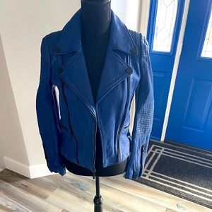 BCBGMAXAZRIA 100% leather jacket thick+ warm NWOT IT’S MADE TO LOOK DISTRESSED
